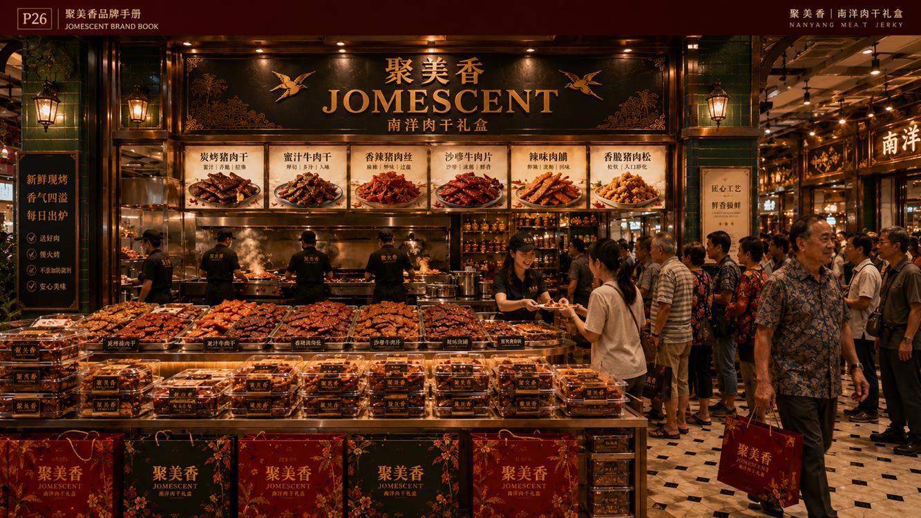 聚美香明亮热闹的南洋肉干门店